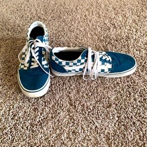 Blue checkered vans size 11